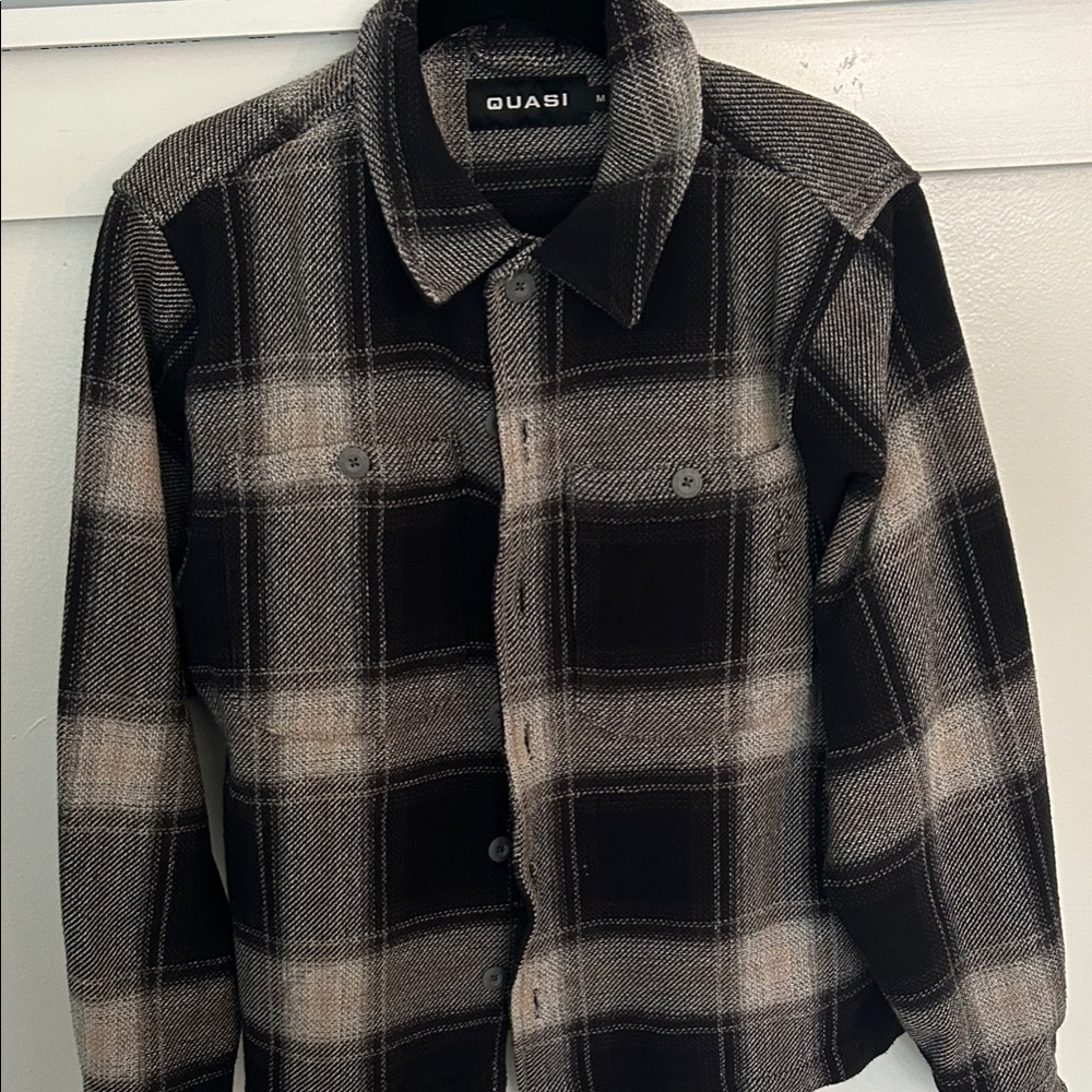 QUASI Men's Black and Gray Plaid Jacket